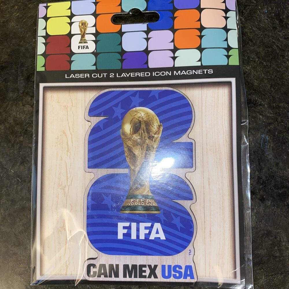 Official FIFA World Cup 2026 Magnet Laser Cut 2-Layered Icon CAN MEX USA New